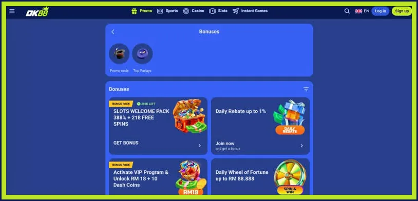 Promosi reload dan cashback dalam program VIP DK88